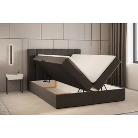 e-meubles Kontinentalbett, Boxspringbett, Bett mit bettkasten, Bonell-matratze und Topper, Doppelbett - Boxspringbett 05 - 180x200 - Schwarz - Hugo 100