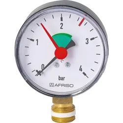 Rohrfeder-Manometer für Heizung/Sanitär - Radial, Afriso, Ø63mm, DN10 (3/8''), 2,5bar Markierung