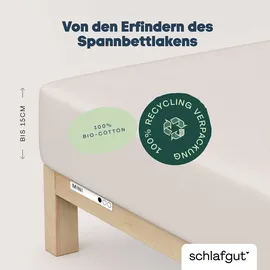 schlafgut Casual Mini Spannbettlaken für Baby- & Kinderbett, 60x120cm - 70x140cm, Spannbetttuch 100% Bio-Baumwolle, Sand Light