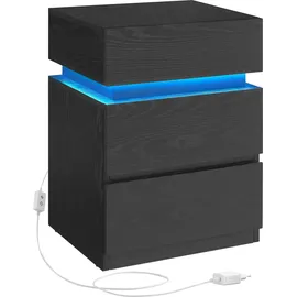 alasans Nachttisch mit LED-Beleuchtung, mit 3 Schubladen, schwarz - Schwarz