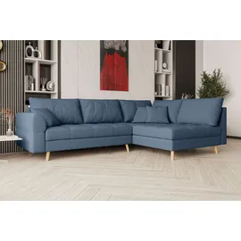 99rooms Bello Ecksofa Strukturstoff NEVE Blau Rechts