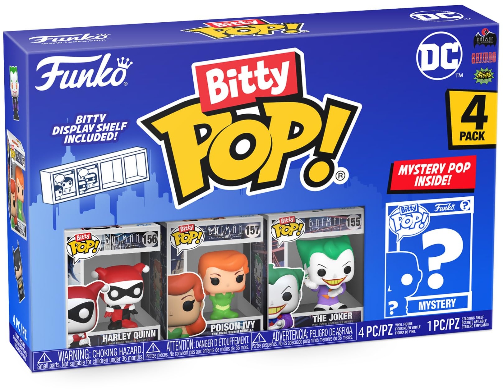 Funko Bitty Pop! DC - Harley Quinn, The Joker, Poison Ivy und eine Überraschungs-Mini-Figur - 0.9 Inch (2.2 cm) - DC Comics Sammlerstück Stapelbares Display-Regal Inklusive - Geschenkidee