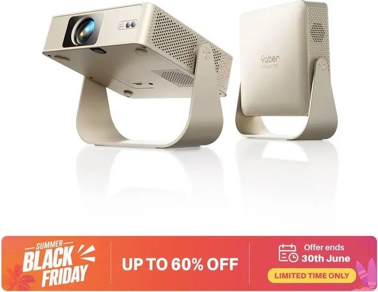 【Zeitlich begrenzter Einführungspreis 129 € | Neuerscheinung | Exklusiver Verkauf】 YABER L1 Pro Nativ 1080P, 180 ANSI Lumen, 330° drehbarer tragbarer Projektor mit flexiblem Ständer