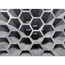 living walls Fototapete Designwalls Honeycomb Structure 1«, glatt, (5 St), grau Schwarz 3,50 m x 2,55 m FSC®