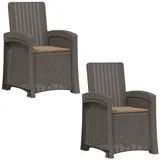 vidaXL Liegesessel Garten Rattan-Optik 2 pcs 2 St. Hellgrau/Taupe