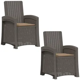 vidaXL Liegesessel Garten Rattan-Optik 2 pcs 2 St. Hellgrau/Taupe