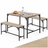 Tectake tectake® Sitzgruppe, 3-teilig, Industrial Style, mit höhenverstellbaren Kunststofffüßen