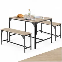 Tectake tectake® Sitzgruppe, 3-teilig, Industrial Style, mit höhenverstellbaren Kunststofffüßen