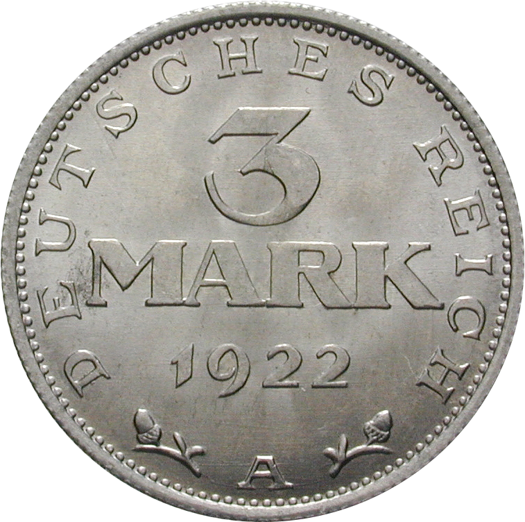 Weimarer Republik 3 Mark 1922