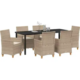 vidaXL Garten Essgruppe 7-tlg. Beige
