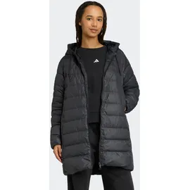 adidas Damen, Jacke Essentials CLIMAWARM 3-Streifen Light Daunenparka mit Kapuze, Größe S, schwarz, BLACK
