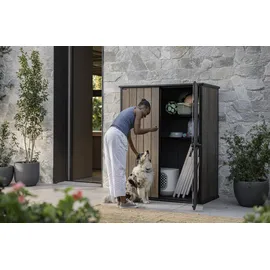 KETER Kunststoff Gartenschrank Signature Walnuss Alto 140 x 73,6 x 170,4 cm braun Holzoptik