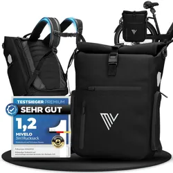 Wasserdichte Fahrradtasche & bequemer Rucksack kombiniert "EVO" - Schwarz - 3 in 1 Fahrradtaschen,Bestseller,oft gekauft