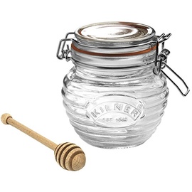 Kilner Honigglas mit Löffel aus Holz - Bienenstock Design