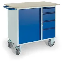 ROLLCART Montagewagen Stahl 111x96x60 cm blau 4 Schubladen