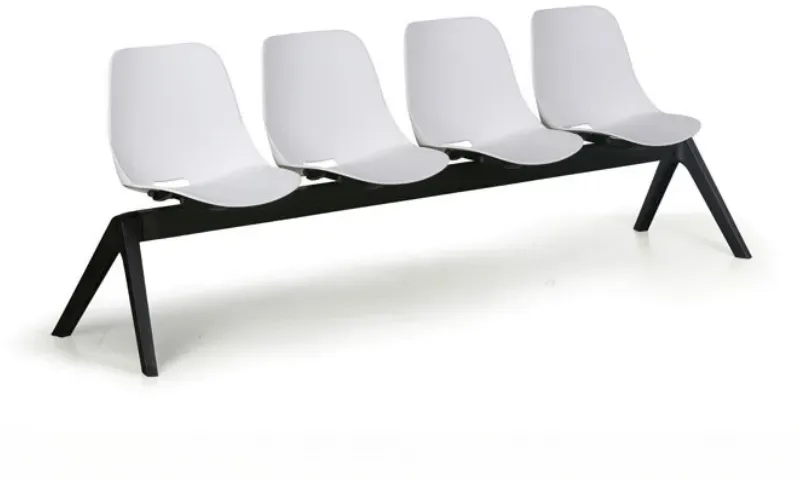 Kunststoff-Wartezimmerbank, Traversenbank MONOSHELL, 4-sitzig, weiß