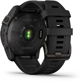 Garmin fenix 7 Sapphire Solar schiefergraues DLC-Titan mit schwarzem Armband