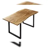 SAM Outillage Esstisch Baumkante massiv Akazie naturfarben 130 x 75 cm schwarz U-Gestell BILLY