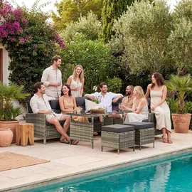 Tectake Rattan Lounge für 6 bis 8 Personen naturbelassen