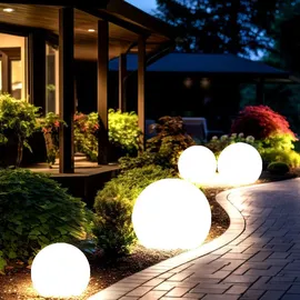 ETC Shop 4er Set LED Solar Kugelleuchten in verschiedenen Größen