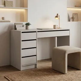 beautysofa | Schminktisch MALTA Kaschmir 120 cm mit 5 Schubladen, flexibel rechts/links montierbar – Moderner Bürotisch, funktionaler Arbeitstisch - Beige