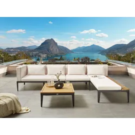 Beliani Garten Ecksofa 4-Sitzer 200 x 80 x 70 cm Hellbeige