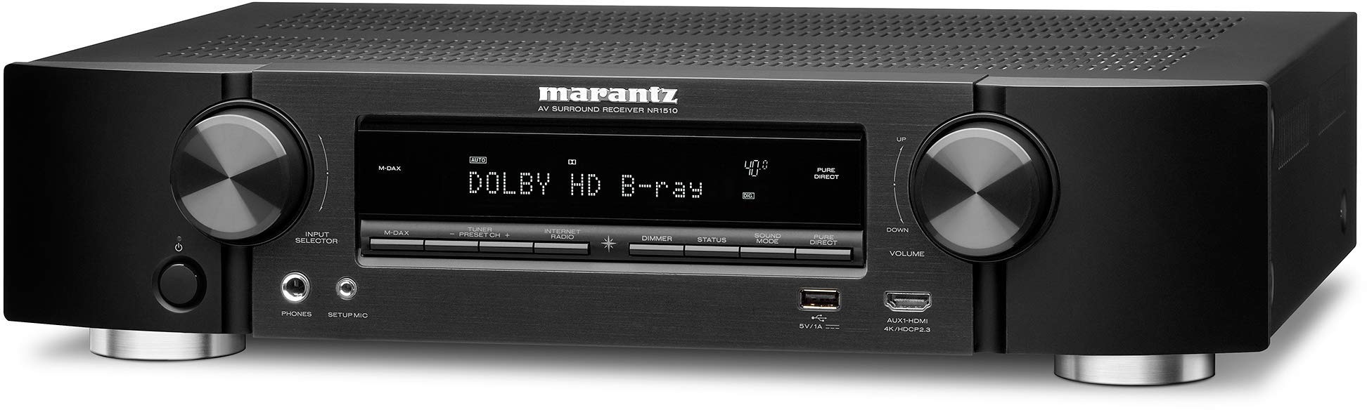 Marantz NR1510 5.2-Kanal AV-Receiver, HiFi Verstärker, HEOS Multiroom, Musikstreaming, AirPlay 2, Bluetooth, Wi-Fi, WLAN, 6 HDMI Eingänge, Alexa Kompatibel
