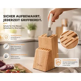 qivee Messerblock unbestückt Holz Beige