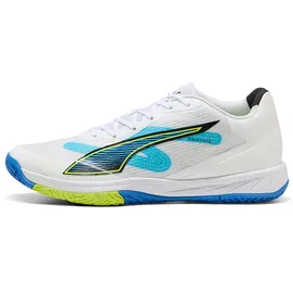 Puma Accelerate Turbo 4 Game On Hallenturnschuh, Weiß, leuchtendes Rot, Ultrablau