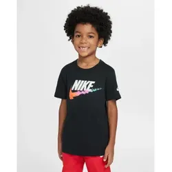Nike Unisex für Kinder. 86M843 Markenzeichen Swoosh-T-Shirt schwarz (7/6años= 116/122cm), Lässig, Sportlich, Baumwolle, Multisport, Kurzarm,