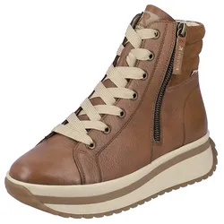 Schnürboots, Plateaustiefelette, High Top Sneaker mit zwei Reißverschlüsse, Gr. 42, braun, , 70953418-42