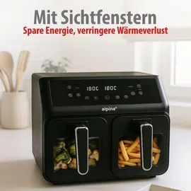 Alpina Heißluftfritteuse 2 Kammern 8L schwarz