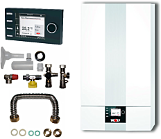 Wolf CGB-2-14 14kW Gasbrennwert-Therme Paket mit Bedienmodul BM2 und Anschlusszubehör