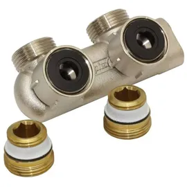 Simplex Umlenkstück E1/50 mit Absperrung für Heizkörper 1/2' IG, Eckform vernickelt