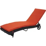MCW Sonnenliege MCW-D80, Gartenliege Relaxliege Liege, Poly-Rattan ~ anthrazit, Kissen terracotta