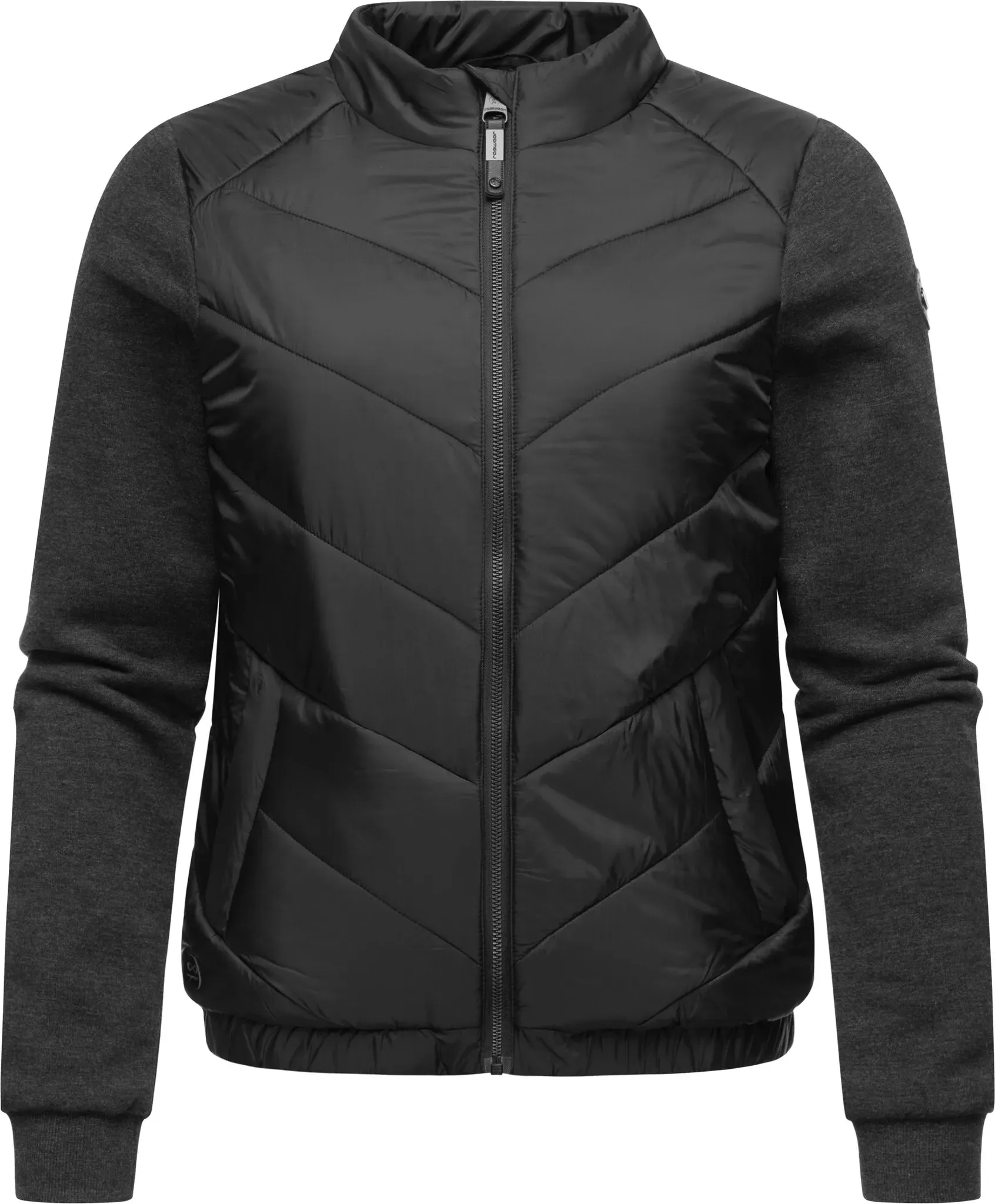 Outdoorjacke RAGWEAR "Zabava", Damen, Gr. L (40), schwarz, Obermaterial: 100% Polyester, Obermaterial Ärmel: 70% Baumwolle, 30% Polyester, Futter: 100% Polyester, Wattierung: 100% Polyester, sportlich, gerade hüftbedeckend, Langarm Ärmel ohne Ärmelschlitz abgestepptes Bündchen, Jacken, Leichte gesteppte Übergangsjacke mit weichen Ärmeln