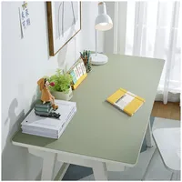 Groß Schreibtischmatte Leder Wasserdichte Schreibtischunterlage Kunstleder Warme Mauspad Schreibtisch Unterlage Abwischbar Tischmatte Schreibtisch Rutschfest Tischauflage Esstisch (90x180cm,Light Gree