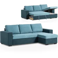 Ecksofa - lagoon-teal - Cord - mit Liegefunktion und Staukasten