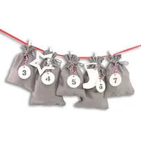 Frau Wundervoll DIY Adventskalender zum Befüllen Schneeflöckchen Stoffbeutel grau,