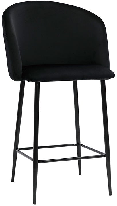 Tabouret de bar design en velours noir H68 cm VANITY