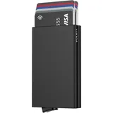 VULKIT Kartenetui Metall Geldbörse RFID Schutz Mini Herren Geldbeutel Automatisch Pop Up für 5 Karten