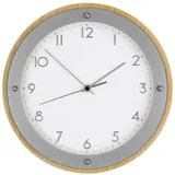 AMS Funkwanduhr F5846 (Quarzuhr,Holz,Glas,Wohnzimmer,Esszimmer,Küche,Arbeitszimmer,Büro,Flur) beige