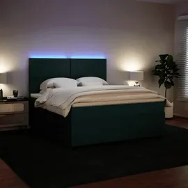 vidaXL Boxspringbett mit Matratze Dunkelgrün 180x200 cm Samt