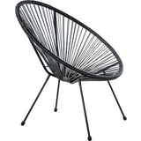 DRW Outdoorsessel aus Stahl und synthetischem Rattan PE in Schwarz, 80 x 71 x 83 cm, ESTANDAR