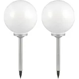 ETC Shop 2er Set Solarkugel Erdspieß, weiß silber, H 66,5 cm