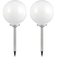 ETC Shop 2er Set Solarkugel Erdspieß, weiß silber, H 66,5 cm