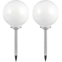 ETC Shop 2er Set Solarkugel Erdspieß, weiß silber, H 66,5 cm