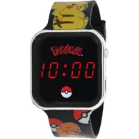 otto simon handels gmbh LED-Kinderuhr Pokémon 0 mm Kunststoffgehäuse Schwarz Silikonarmband Schwarz
