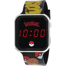 otto simon handels gmbh LED-Kinderuhr Pokémon 0 mm Kunststoffgehäuse Schwarz Silikonarmband Schwarz