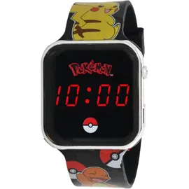 otto simon handels gmbh LED-Kinderuhr Pokémon 0 mm Kunststoffgehäuse Schwarz Silikonarmband Schwarz